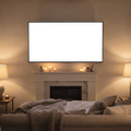 TV Mockup — No P Bedroom Wall Above — PNG Mockup Template | bulkmockup | For App & Web Designers | MockupBulk