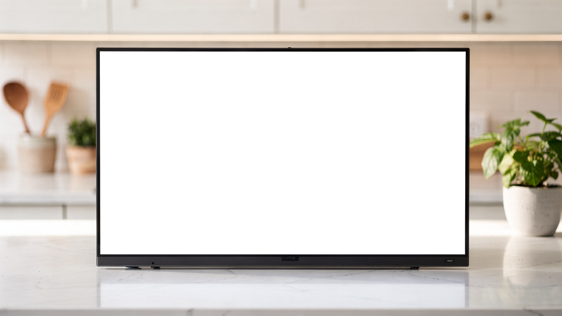 No P Kitchen Counter Small TV Mockup | High-Res PNG Mockup | bulkmockup | Commercial Licence | MockupBulk