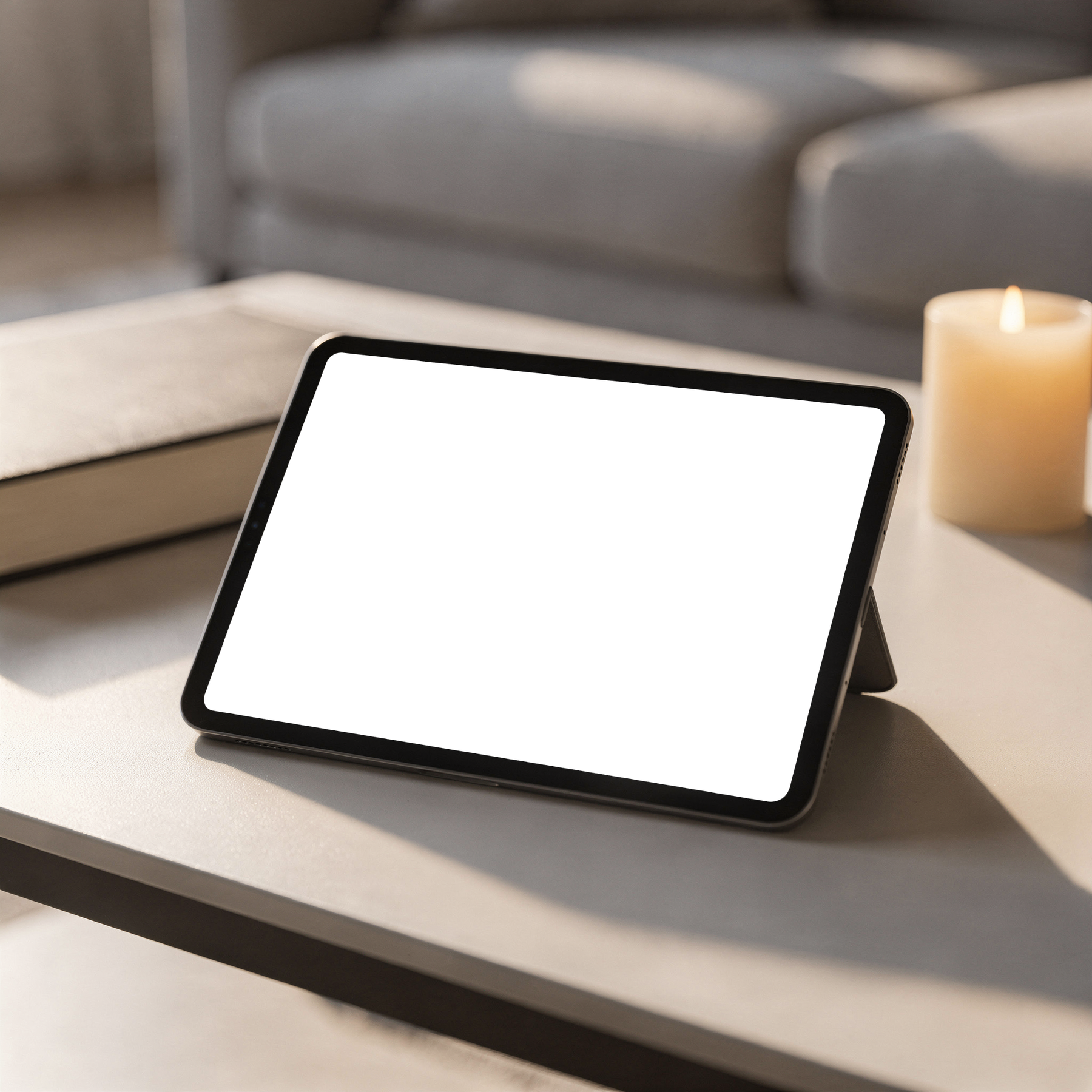 iPad Mockup | No P Coffee Table Candle | Device Screen PNG | bulkmockup Template | For Portfolio & Showcase | MockupBulk