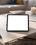 No P Coffee Table Candle iPad Mockup | Device Screen PNG | bulkmockup Template | For Portfolio & Showcase | MockupBulk