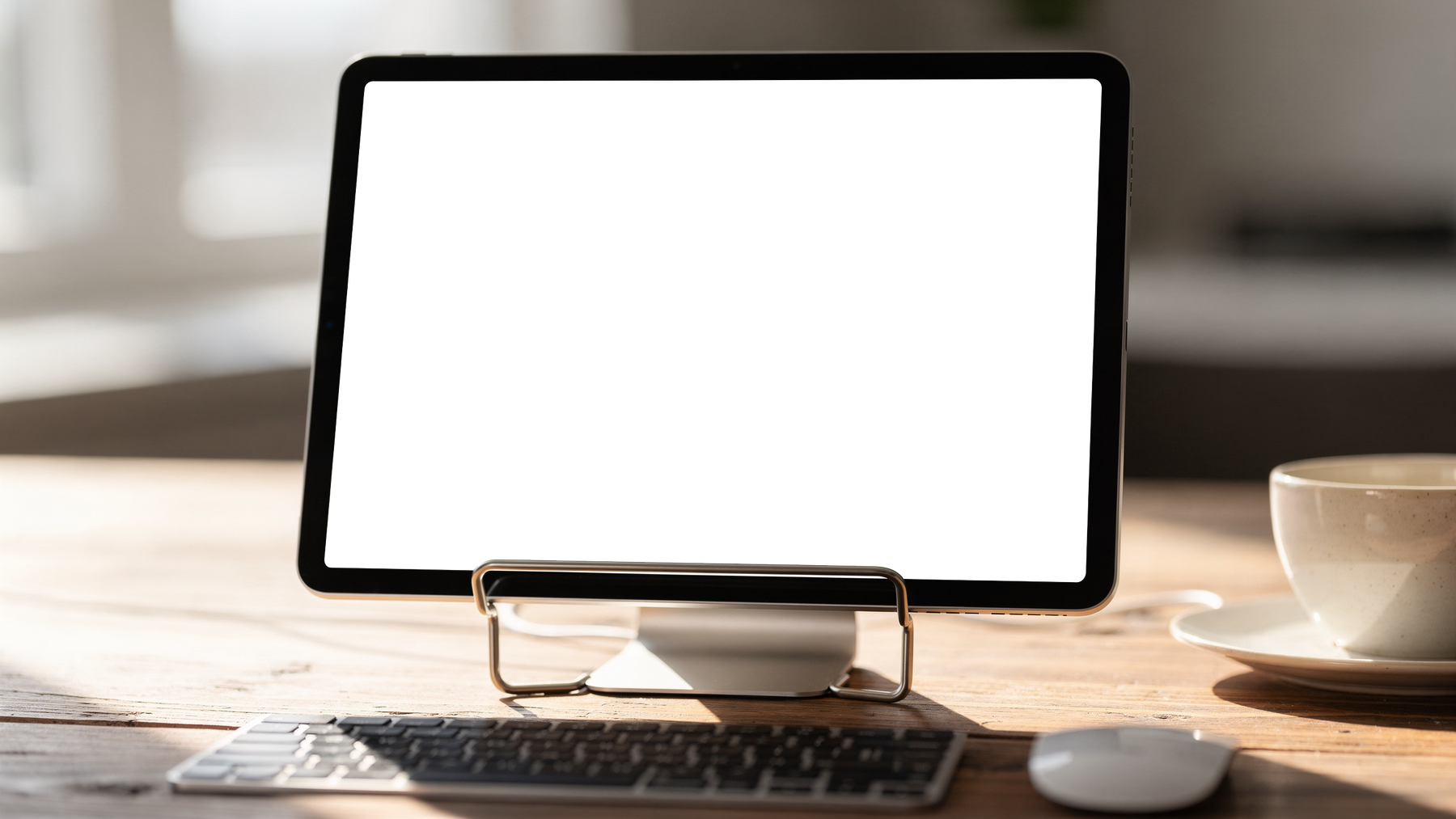 No P Desk Stand Keyboard iPad Mockup | Device Screen PNG | bulkmockup Template | For Portfolio & Showcase | MockupBulk