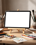 No P Easel Art iPad Mockup | bulkmockup Transparent Mockup | PNG Download | Commercial Use | MockupBulk