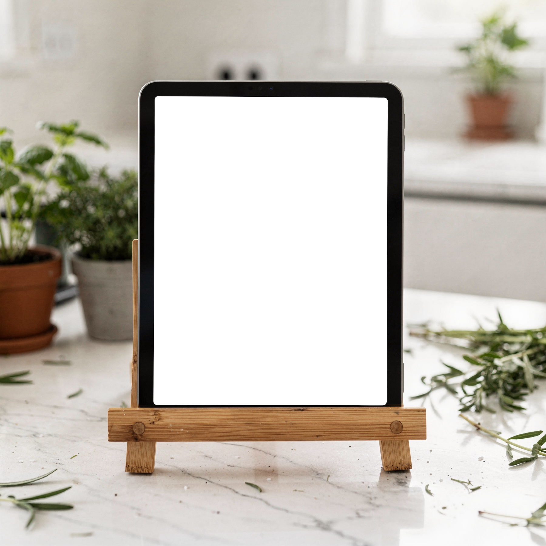 iPad Mockup — No P Kitchen Stand Herbs — PNG Mockup Template | bulkmockup | For App & Web Designers | MockupBulk