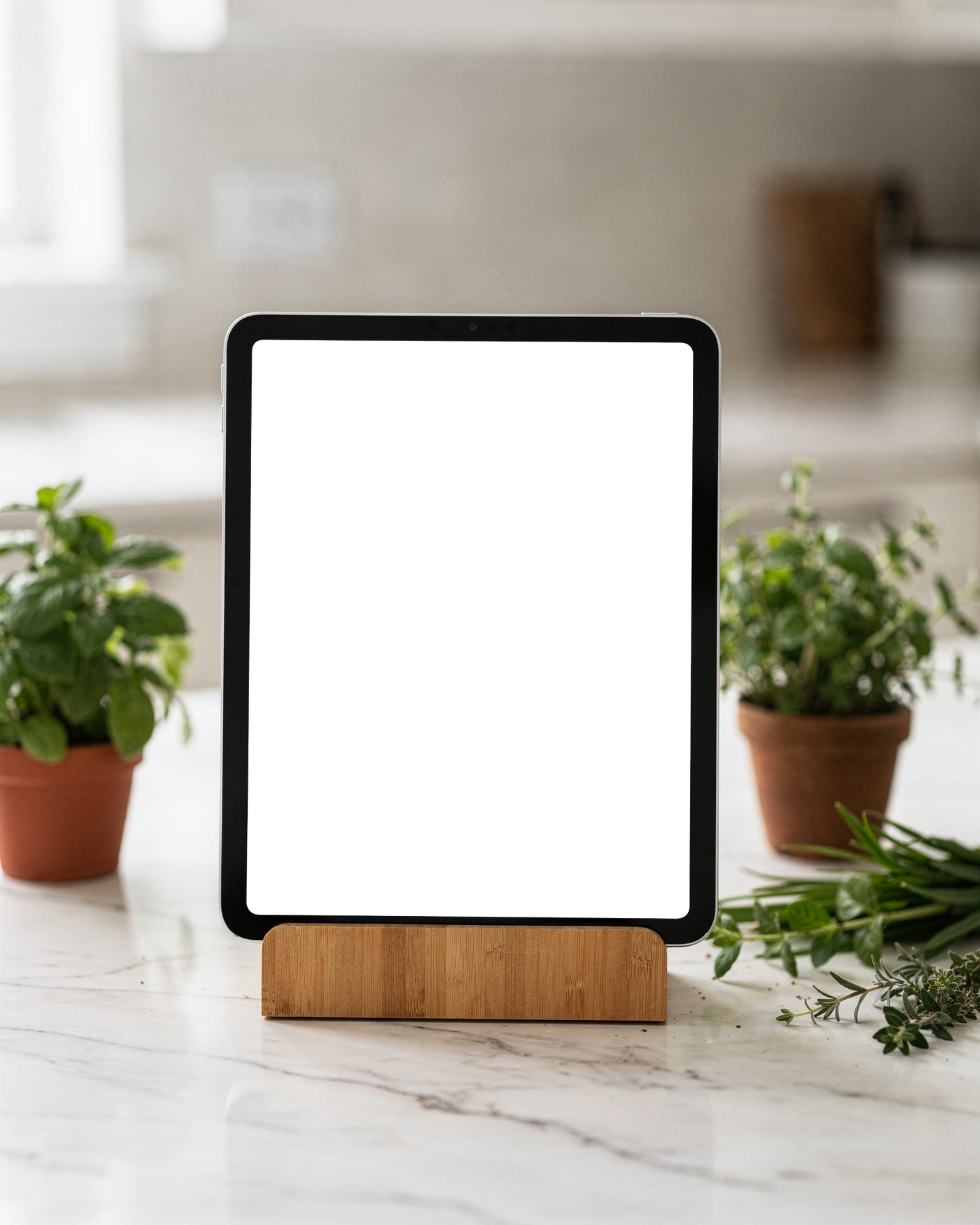 iPad Mockup — No P Kitchen Stand Herbs — Transparent Screen PNG Download | Commercial Licence | bulkmockup