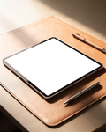 iPad Mockup — No P Leather Premium — High-Resolution Transparent PNG | bulkmockup | Commercial Use | MockupBulk