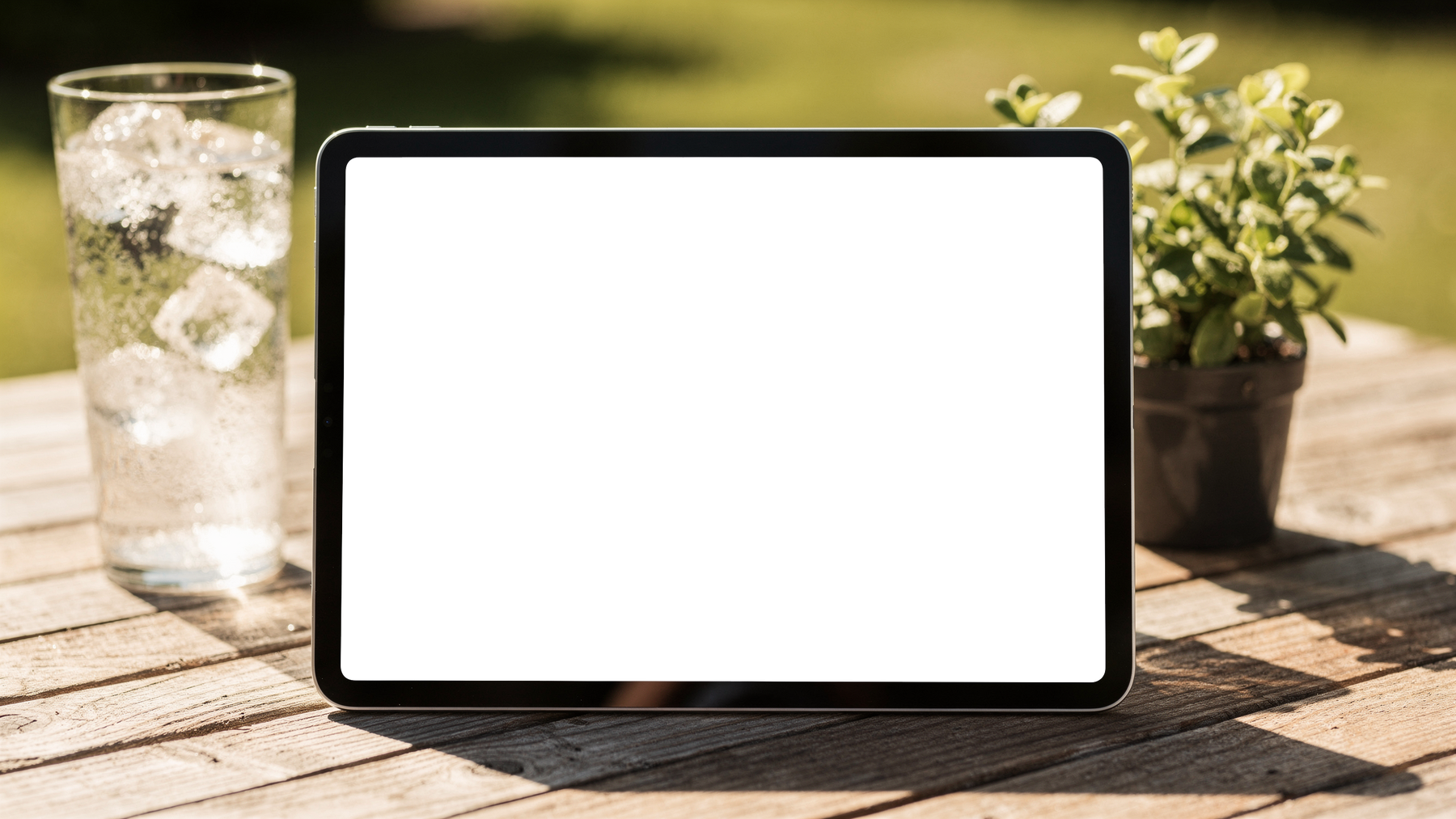 iPad Mockup — No P Outdoor Table Summer — Device Screen PNG | bulkmockup Template | For Portfolio & Showcase | MockupBulk