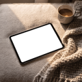 No P Sofa Casual iPad Mockup | High-Res PNG with Transparent Screen | Commercial Use | bulkmockup | MockupBulk