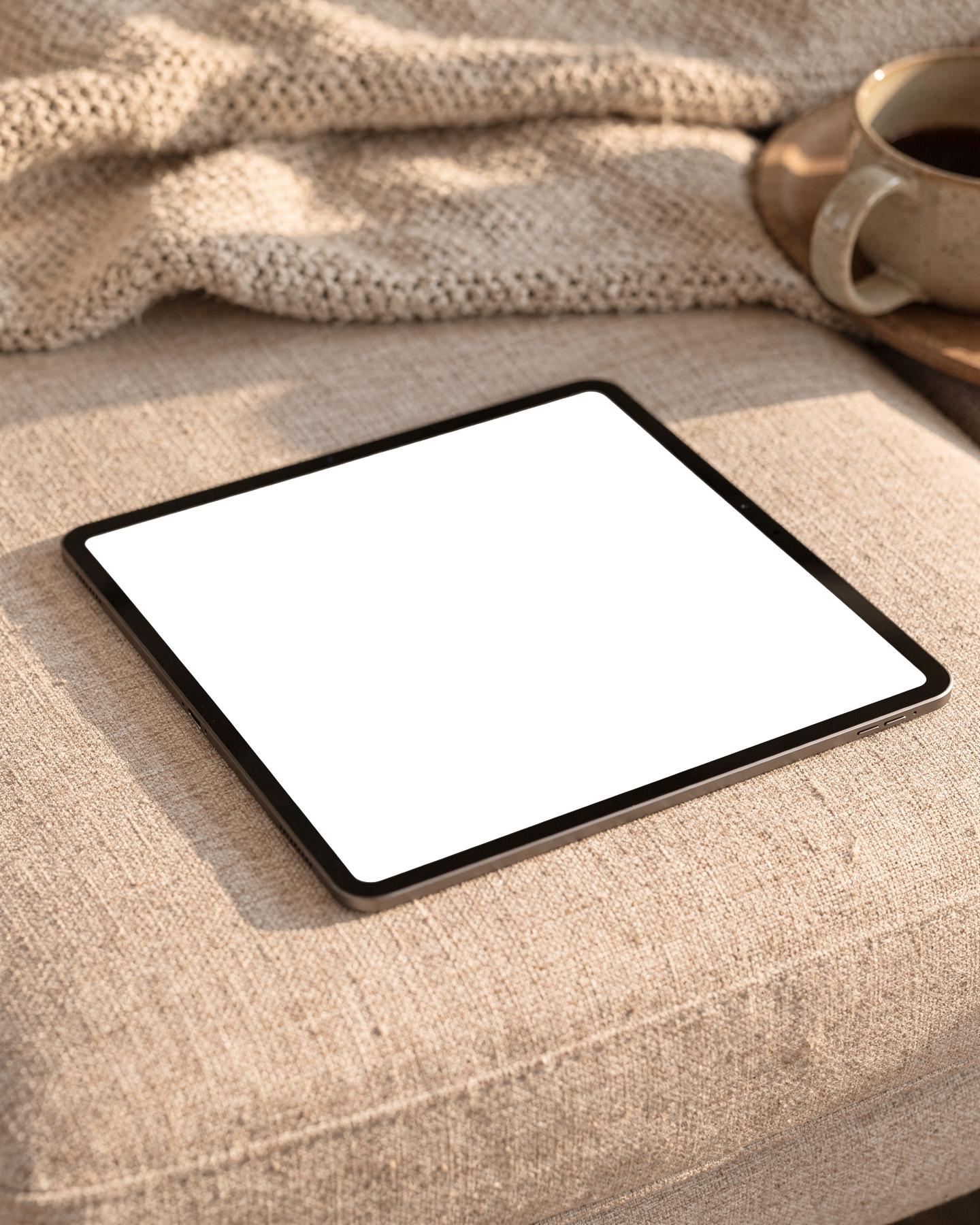 No P Sofa Casual iPad Mockup | Device Mockup PNG | bulkmockup | Commercial Licence Included | MockupBulk