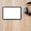 No P Wood Floor Flatlay iPad Mockup | PNG Screen Template | bulkmockup Instant Download | Commercial Licence | MockupBulk