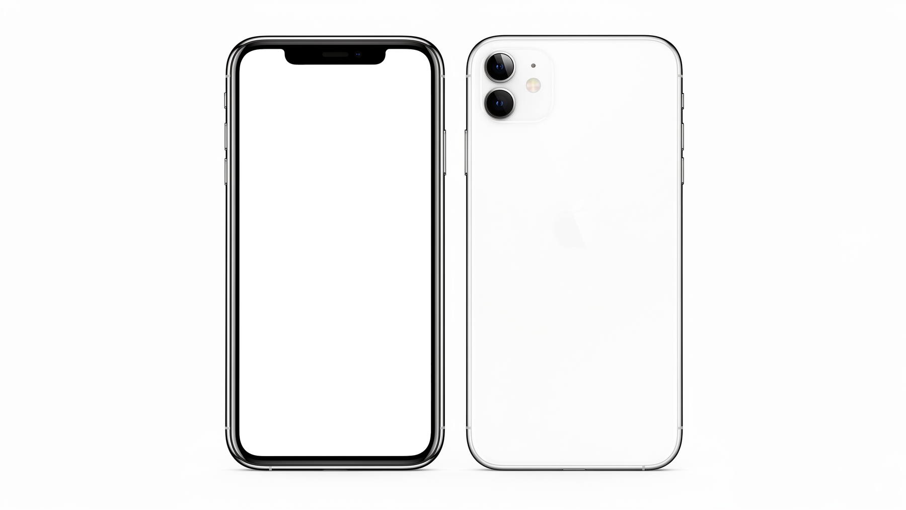 Generic Pair Front Back iPhone Mockup | bulkmockup PNG Template | Transparent Display | Commercial Use | MockupBulk