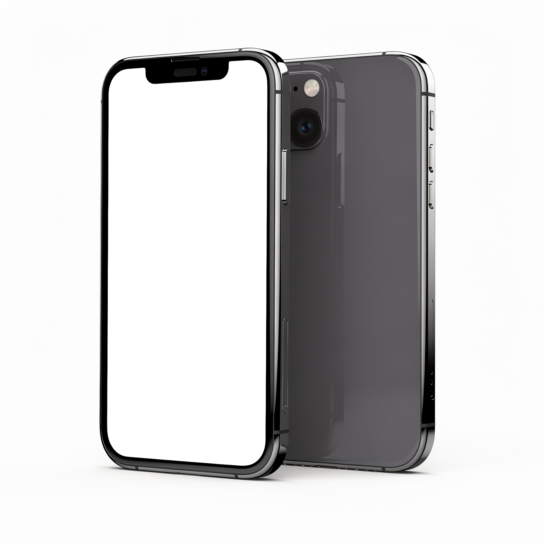 iPhone Mockup | Generic Pair Front Back | PNG Mockup Template | bulkmockup | For App & Web Designers | MockupBulk