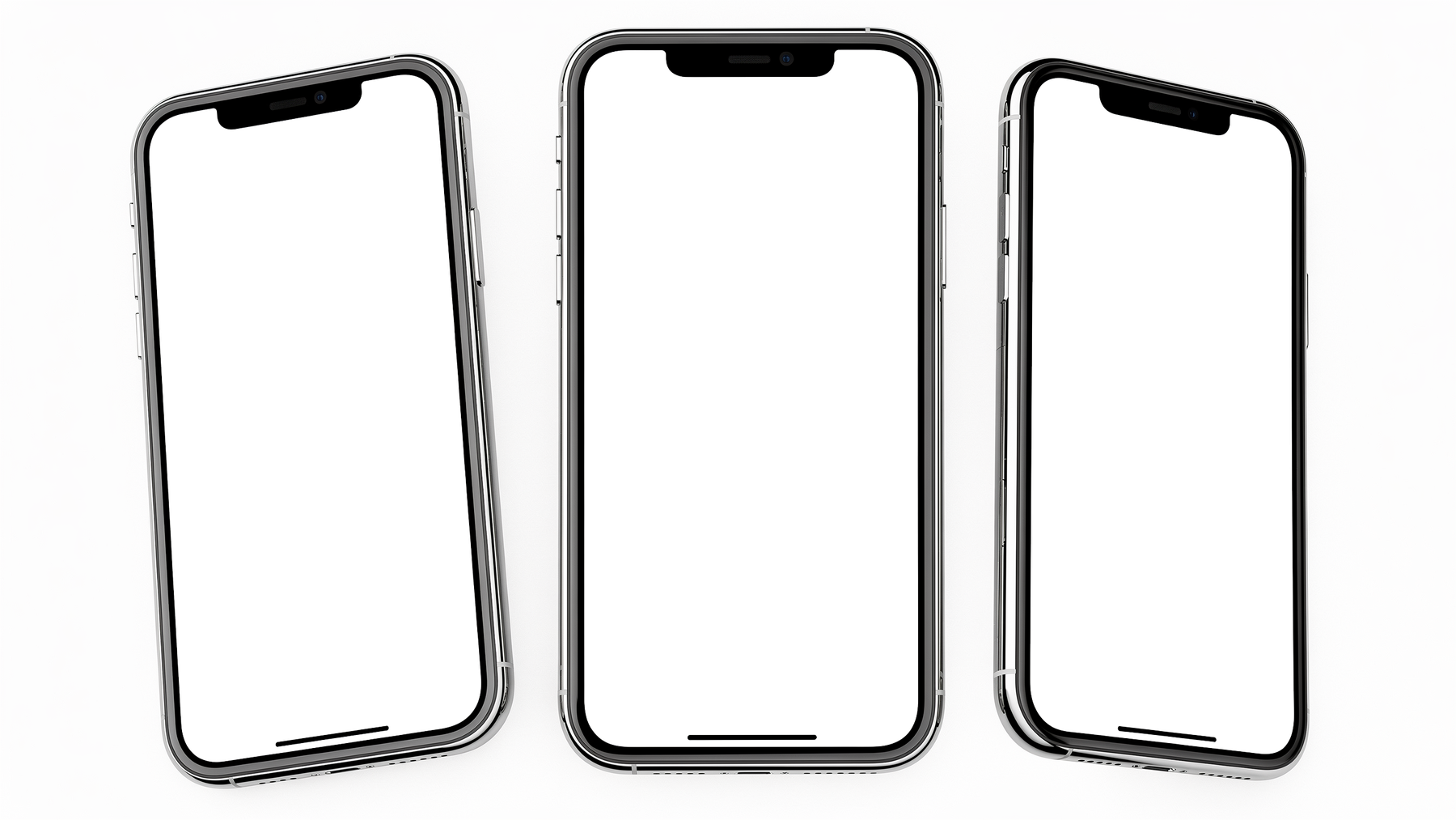 iPhone Mockup | Generic Stacked Three | High-Res PNG with Transparent Screen | Commercial Use | bulkmockup | MockupBulk