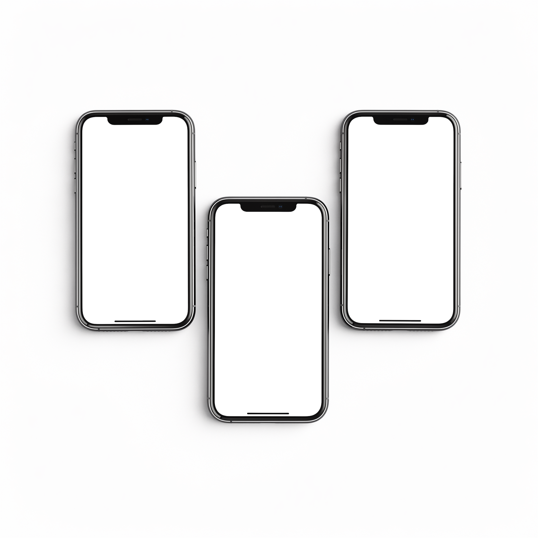 iPhone, Generic Stacked Three | Device Screen PNG | bulkmockup Template | For Portfolio & Showcase | MockupBulk