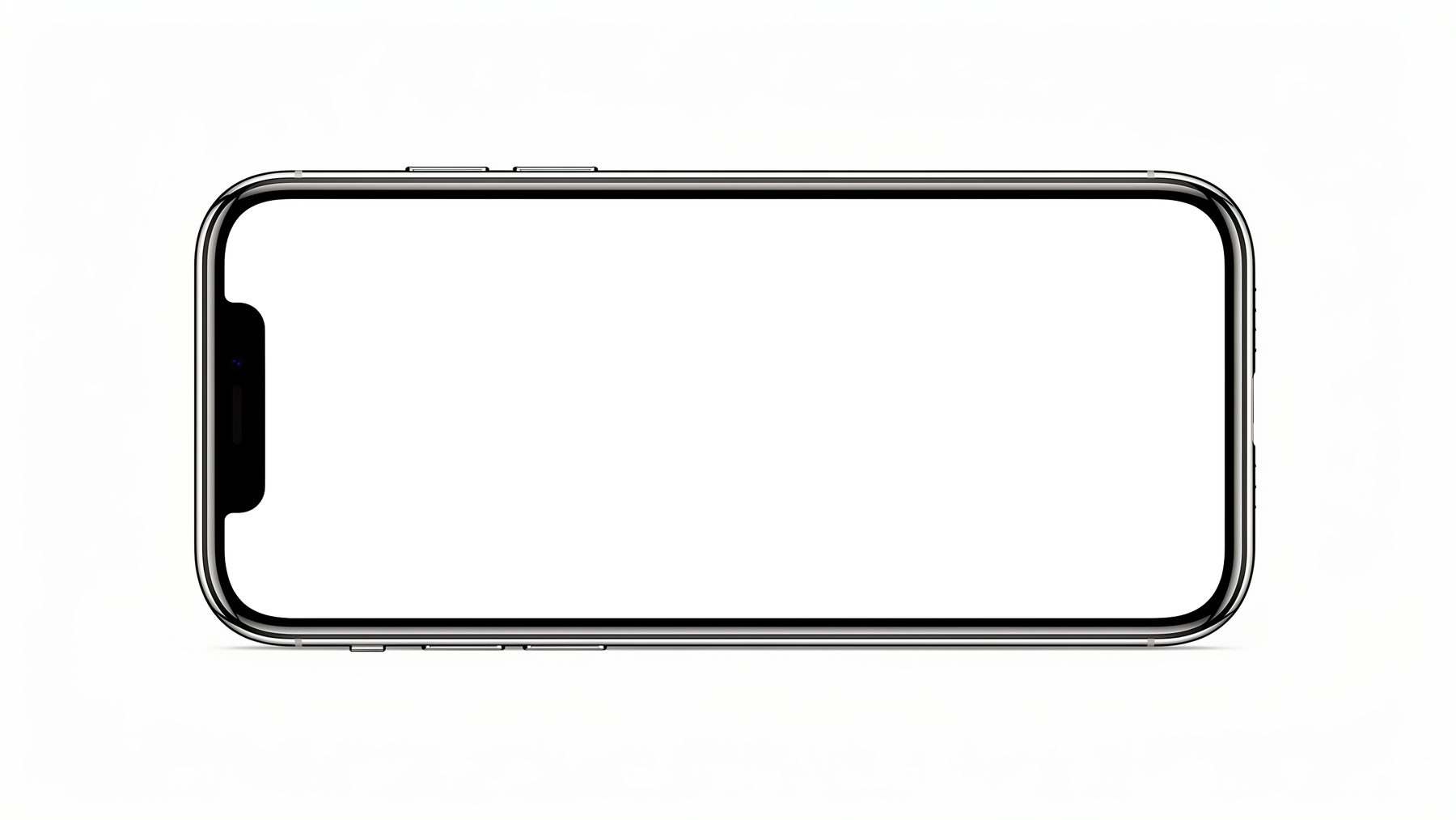 iPhone, Isolated Front Flat Landscape | PNG Mockup Template | bulkmockup | For App & Web Designers | MockupBulk