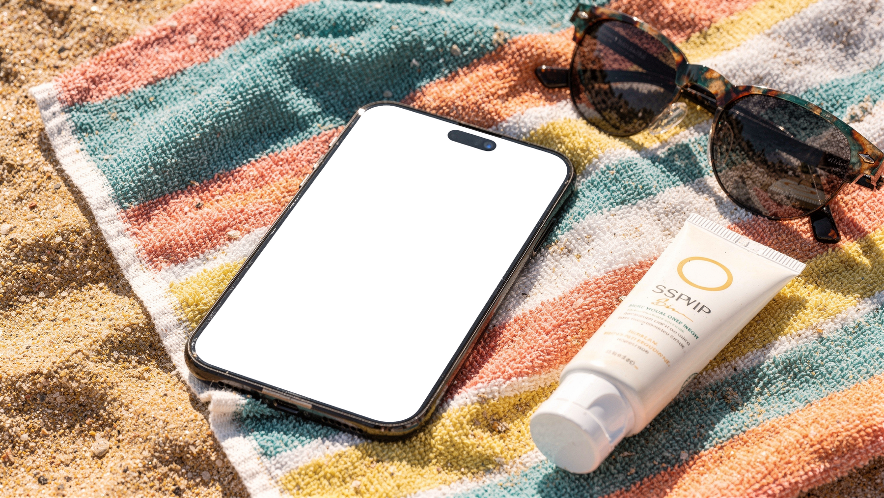iPhone, No P Beach Towel Sand | Instant PNG Download | Transparent Screen | Commercial Use | MockupBulk
