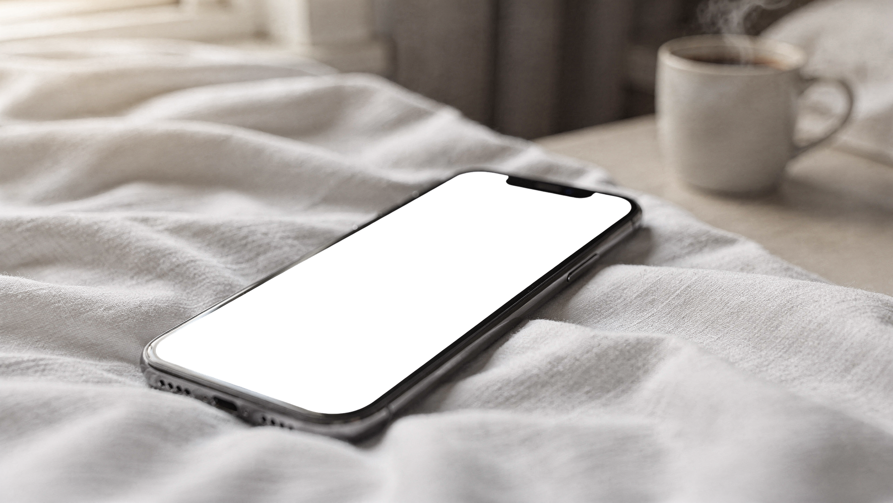 iPhone, No P Bed Morning | High-Resolution Transparent PNG | bulkmockup | Commercial Use | MockupBulk