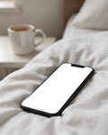 iPhone Mockup — No P Bed Morning — PNG Mockup Template | bulkmockup | For App & Web Designers | MockupBulk