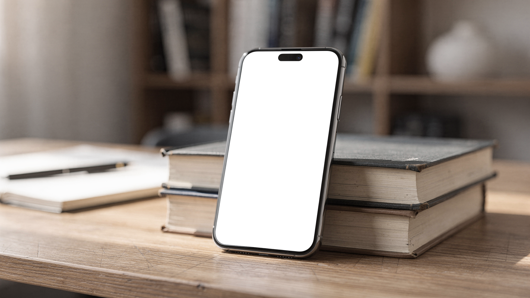 iPhone Mockup | No P Books Stack | High-Res PNG Mockup | bulkmockup | Commercial Licence | MockupBulk