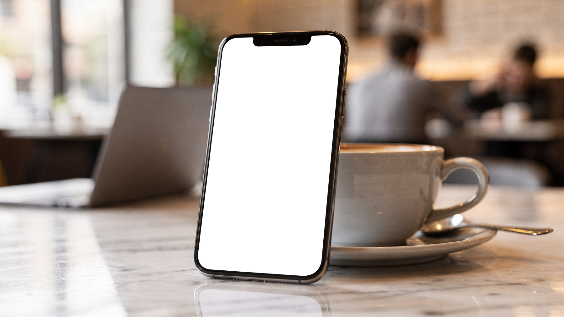 No P Cafe Marble Matcha iPhone Mockup | Transparent Screen PNG Download | Commercial Licence | bulkmockup