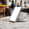 iPhone Mockup — No P Cafe Marble Matcha — Device Screen PNG | bulkmockup Template | For Portfolio & Showcase | MockupBulk