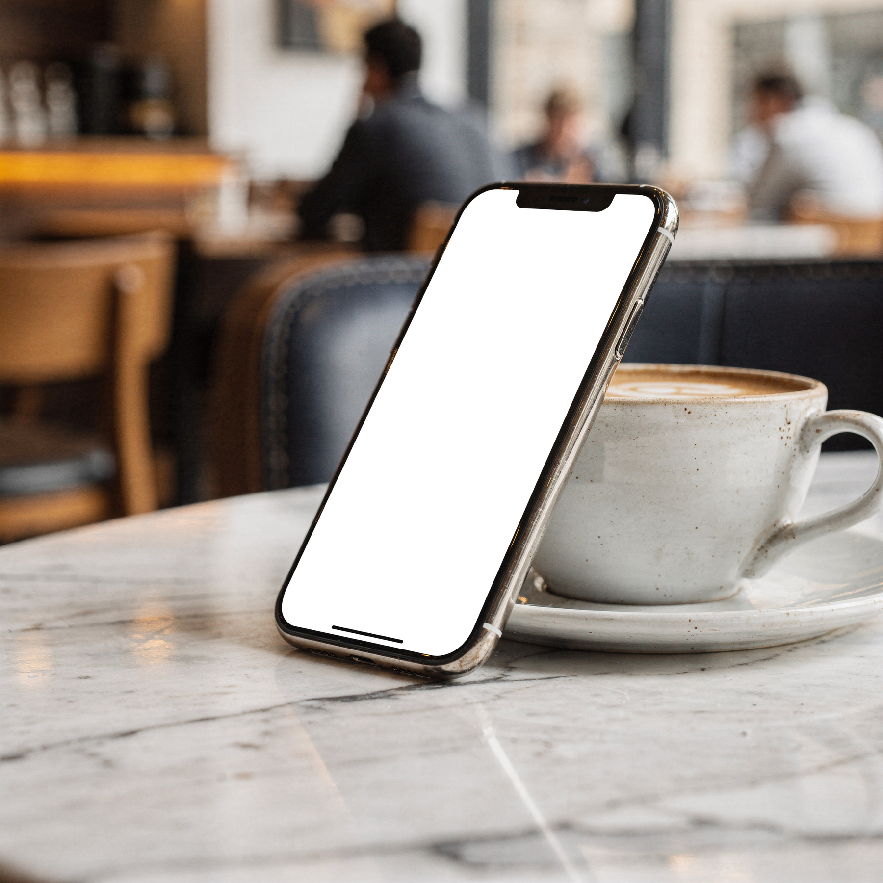 iPhone Mockup — No P Cafe Marble Matcha — Device Screen PNG | bulkmockup Template | For Portfolio & Showcase | MockupBulk