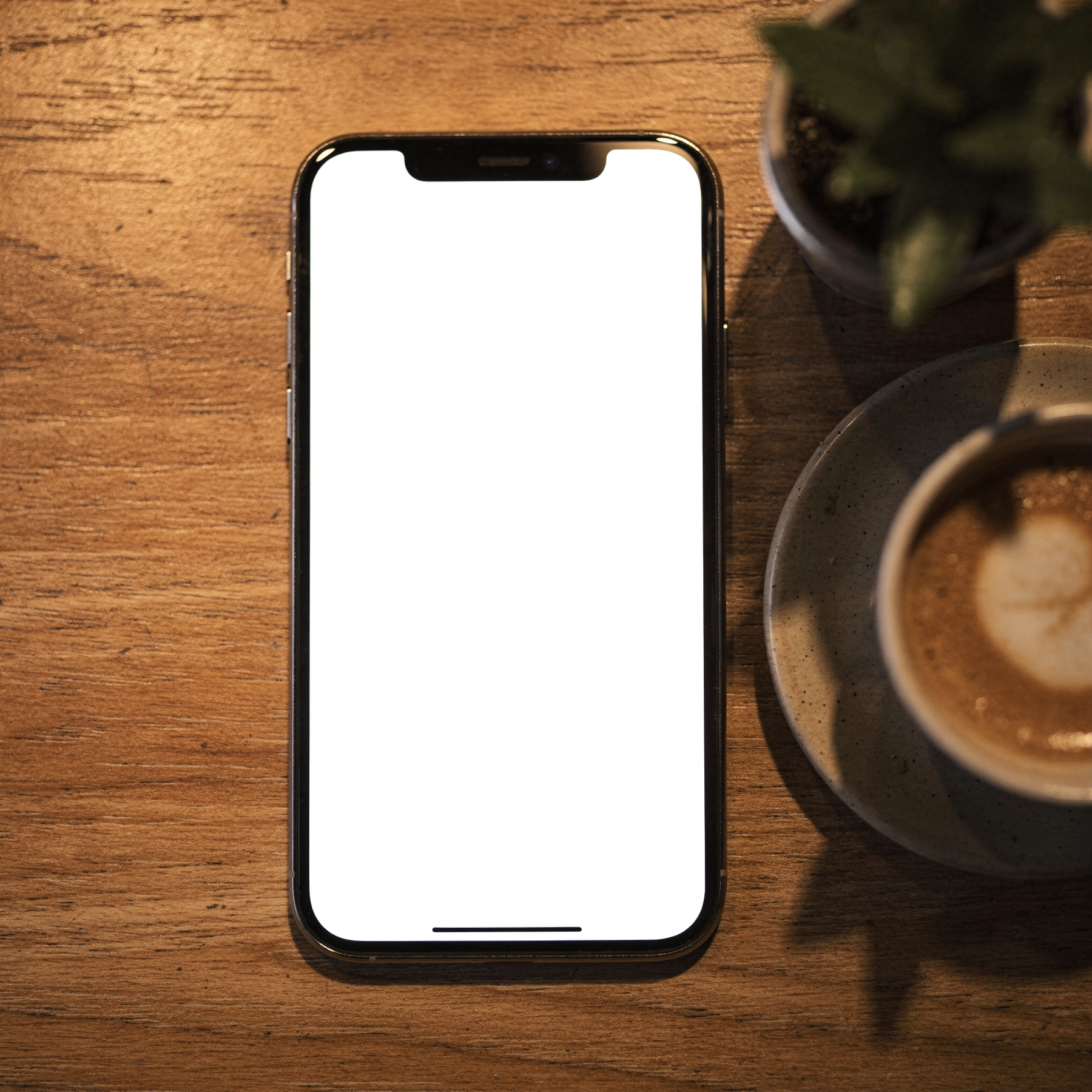 No P Cafe Table Coffee iPhone Mockup | High-Resolution Transparent PNG | bulkmockup | Commercial Use | MockupBulk