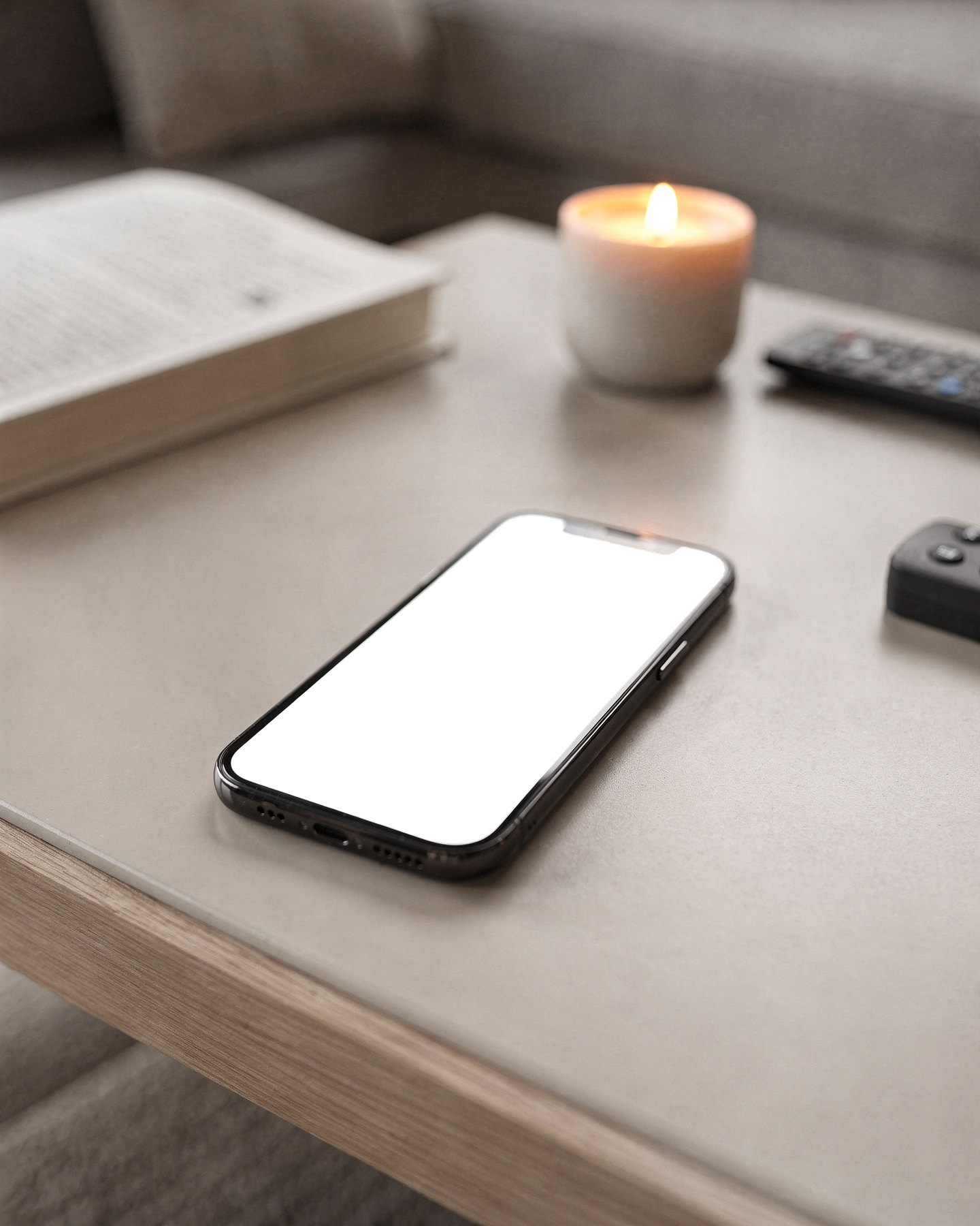 No P Coffee Table Book iPhone Mockup | High-Res PNG with Transparent Screen | Commercial Use | bulkmockup | MockupBulk