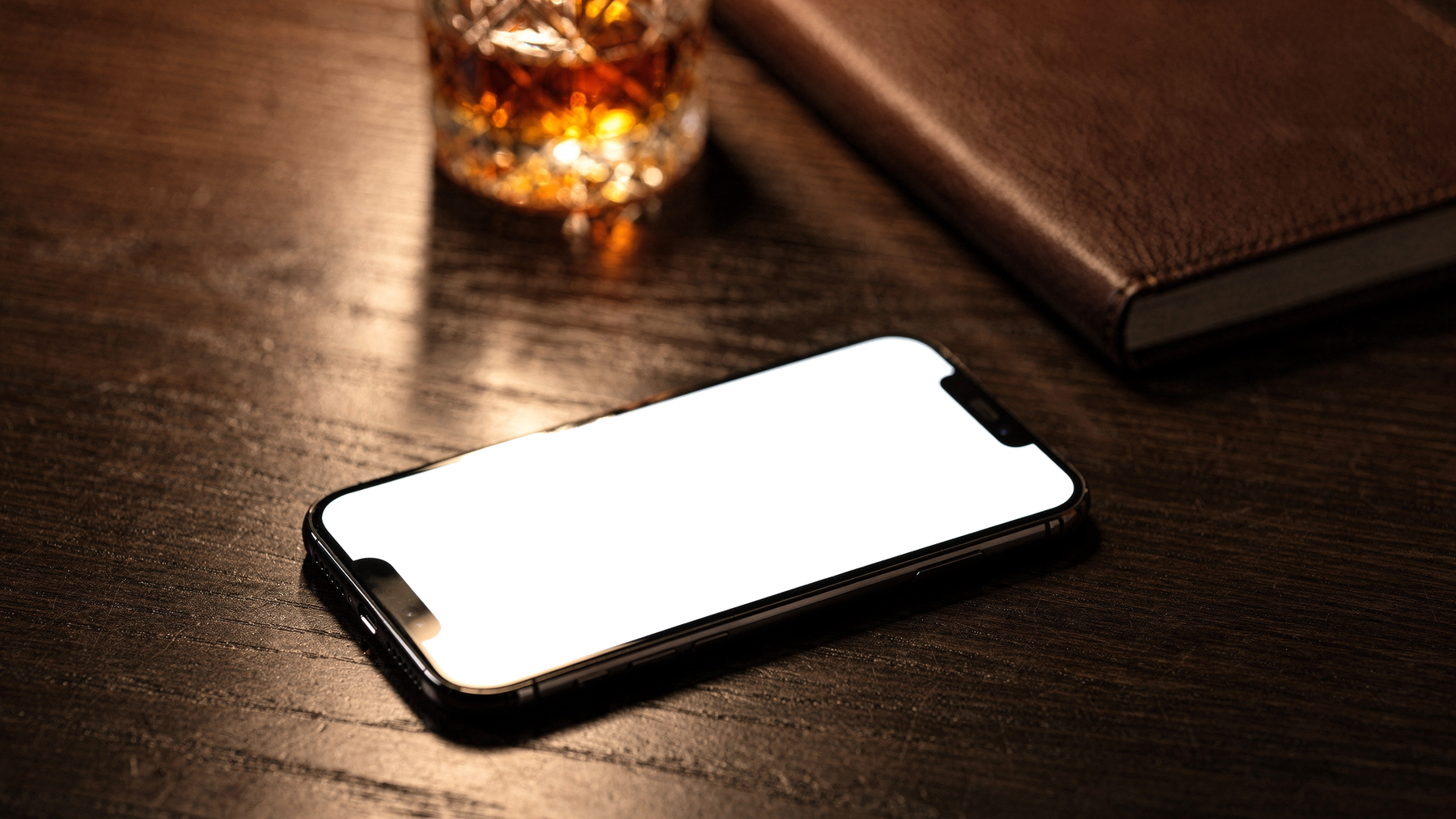 iPhone, No P Desk Dark Moody | PNG Mockup Template | bulkmockup | For App & Web Designers | MockupBulk