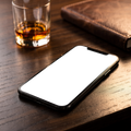 iPhone Mockup — No P Desk Dark Moody — PNG Mockup Template | bulkmockup | For App & Web Designers | MockupBulk