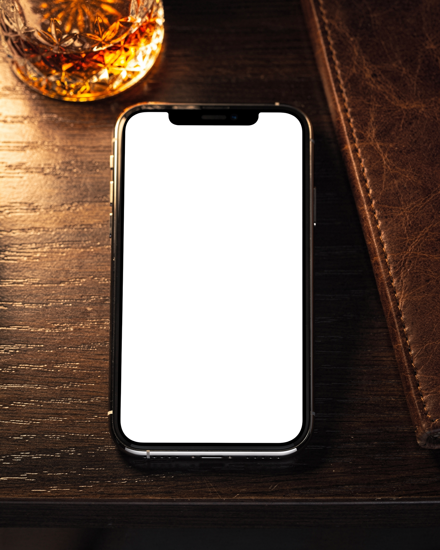 iPhone, No P Desk Dark Moody | High-Res PNG with Transparent Screen | Commercial Use | bulkmockup | MockupBulk