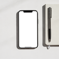 iPhone Mockup — No P Desk White Notebook — Transparent Screen PNG Download | Commercial Licence | bulkmockup