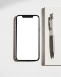 iPhone Mockup — No P Desk White Notebook — PNG Screen Template | bulkmockup Instant Download | Commercial Licence | MockupBulk