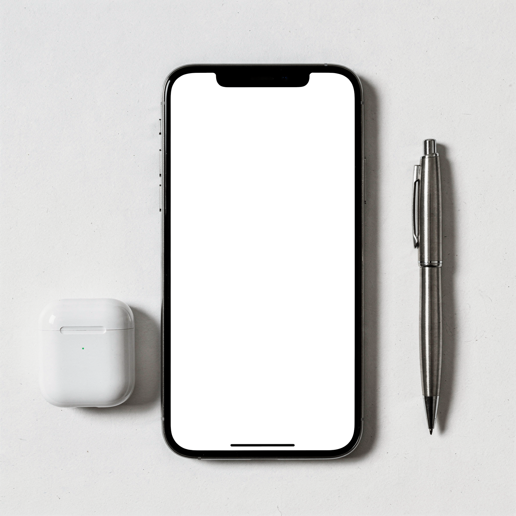 iPhone, No P Desk Airpods Pen | Screen Mockup PNG | bulkmockup Download | For UI/UX Designers | MockupBulk