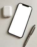 iPhone Mockup — No P Desk Airpods Pen — High-Res PNG Mockup | bulkmockup | Commercial Licence | MockupBulk