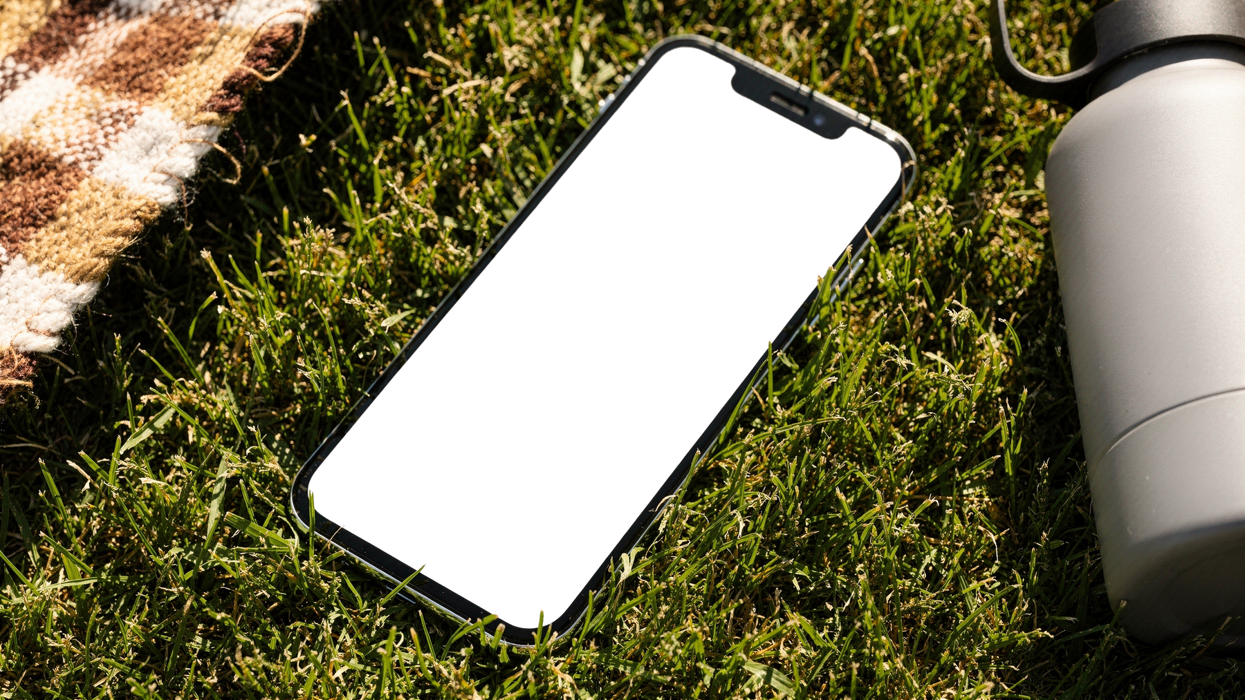 No P Grass Picnic iPhone Mockup | Device Mockup PNG | bulkmockup | Commercial Licence Included | MockupBulk