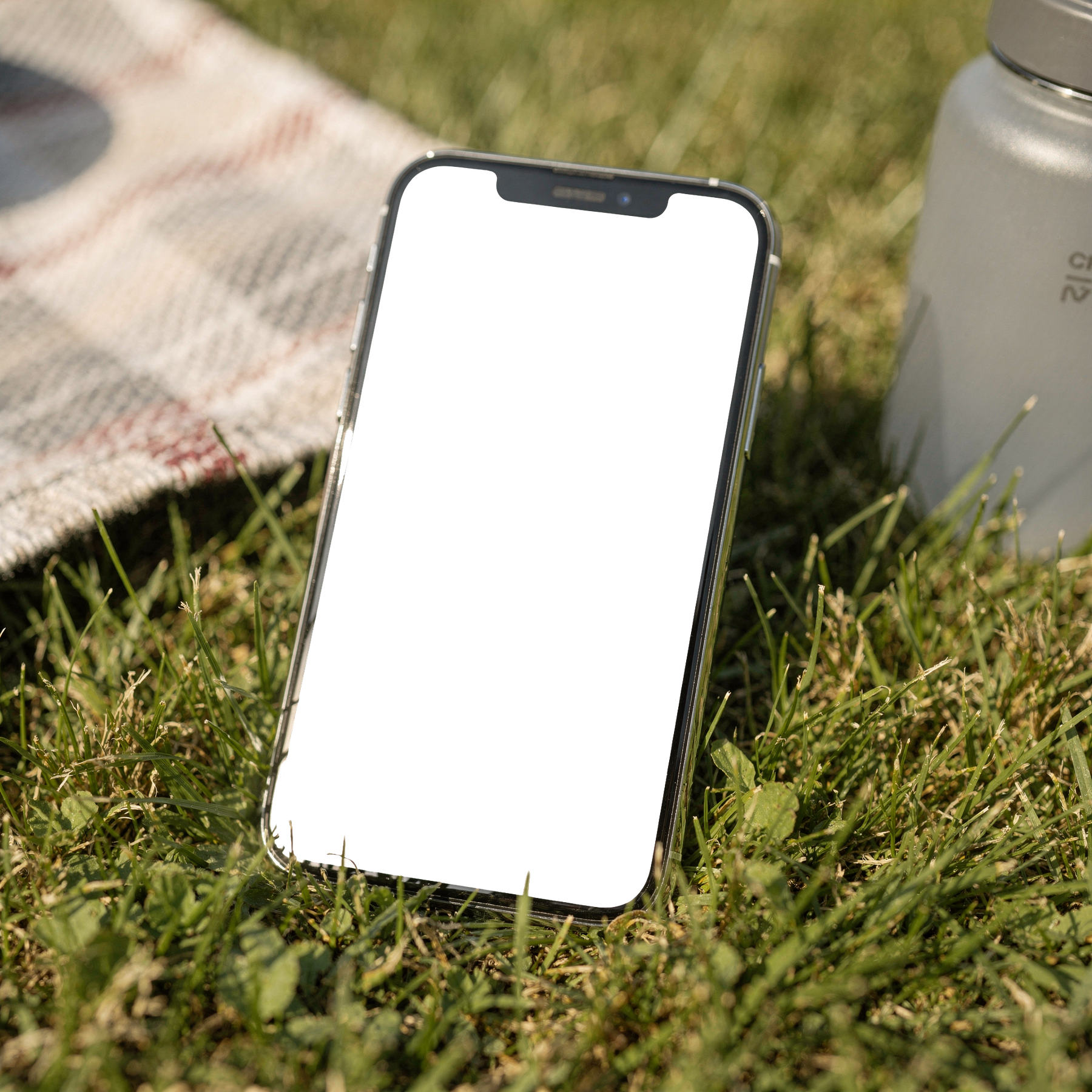iPhone, No P Grass Picnic | Device Mockup PNG | bulkmockup | Commercial Licence Included | MockupBulk