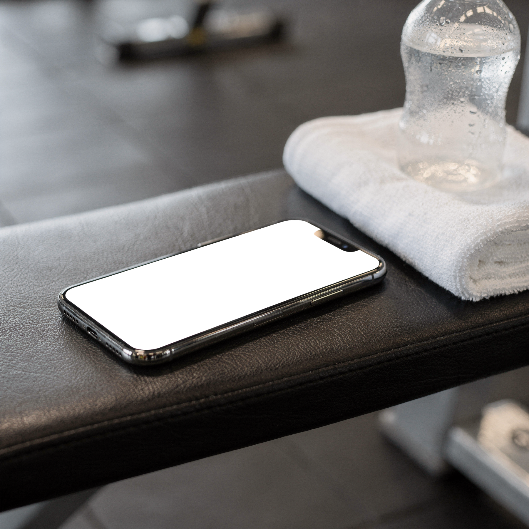 iPhone, No P Gym Bench Bottle | Screen Mockup PNG | bulkmockup Download | For UI/UX Designers | MockupBulk