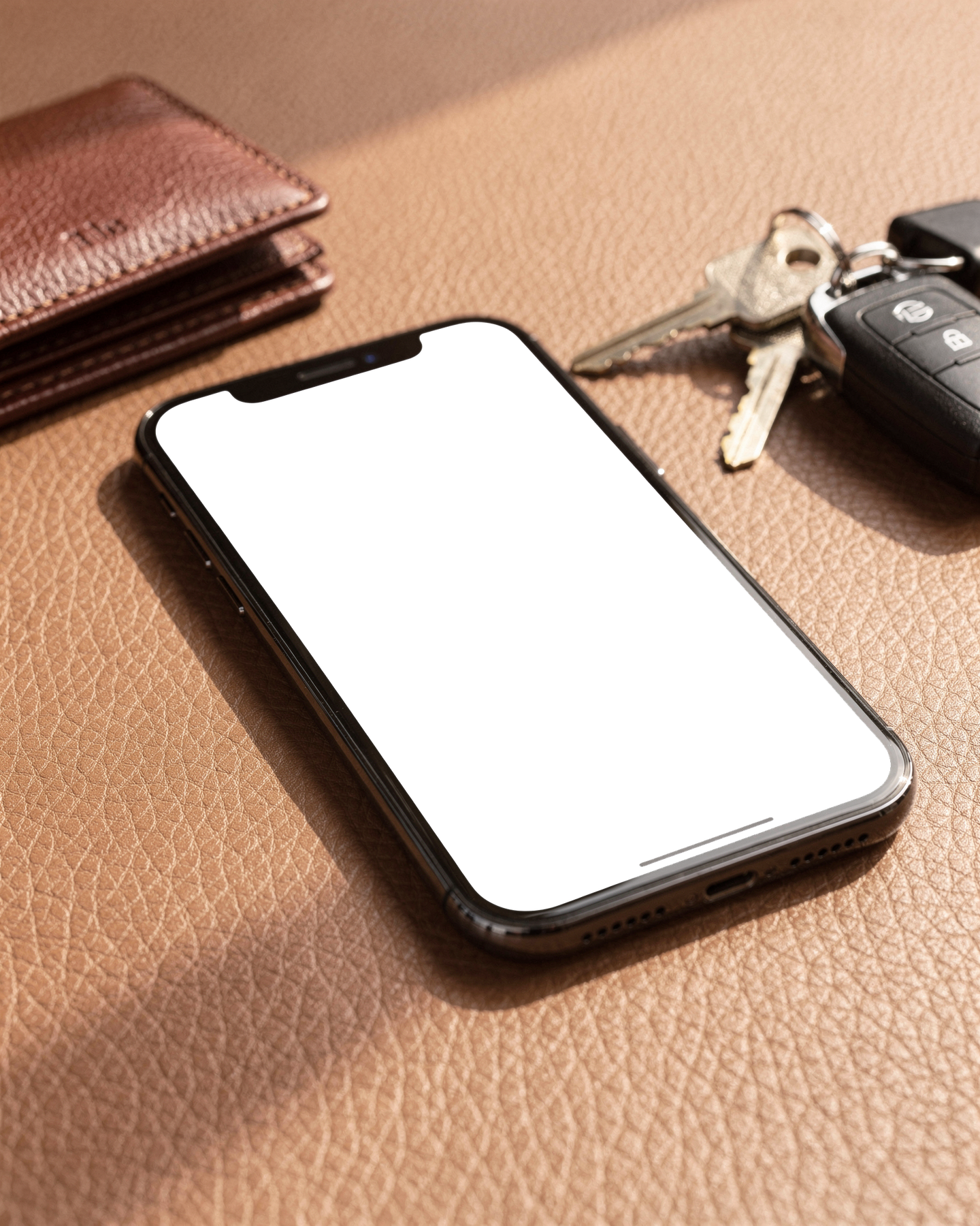 No P Leather Wallet iPhone Mockup | Device Screen PNG | bulkmockup Template | For Portfolio & Showcase | MockupBulk