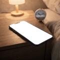 No P Nightstand Lamp iPhone Mockup | Transparent Screen PNG Download | Commercial Licence | bulkmockup