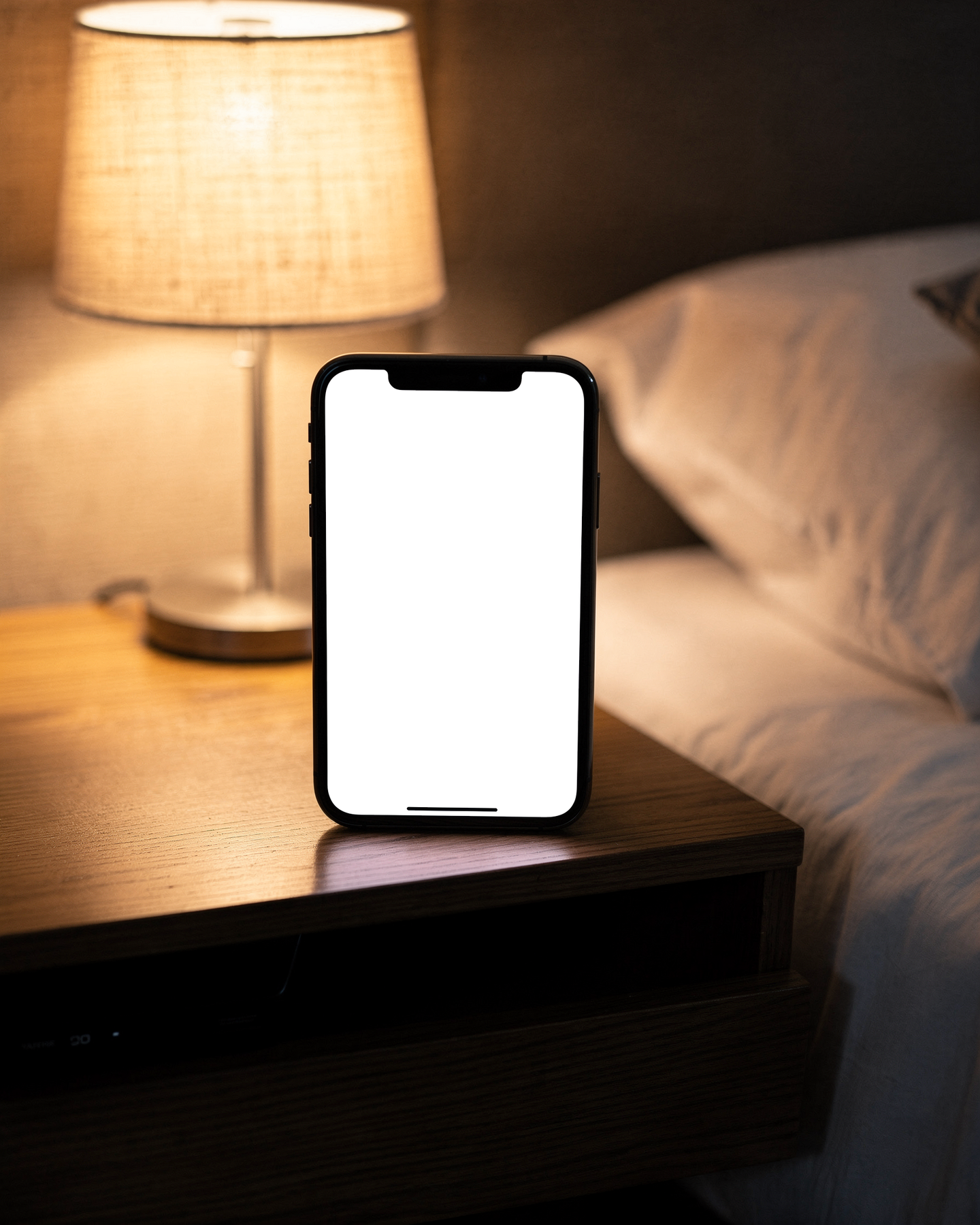 iPhone, No P Nightstand Lamp | Device Mockup PNG | bulkmockup | Commercial Licence Included | MockupBulk