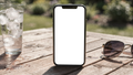 iPhone Mockup — No P Outdoor Table Drink — High-Resolution Transparent PNG | bulkmockup | Commercial Use | MockupBulk