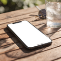 iPhone Mockup | No P Outdoor Table Drink | High-Res PNG Mockup | bulkmockup | Commercial Licence | MockupBulk
