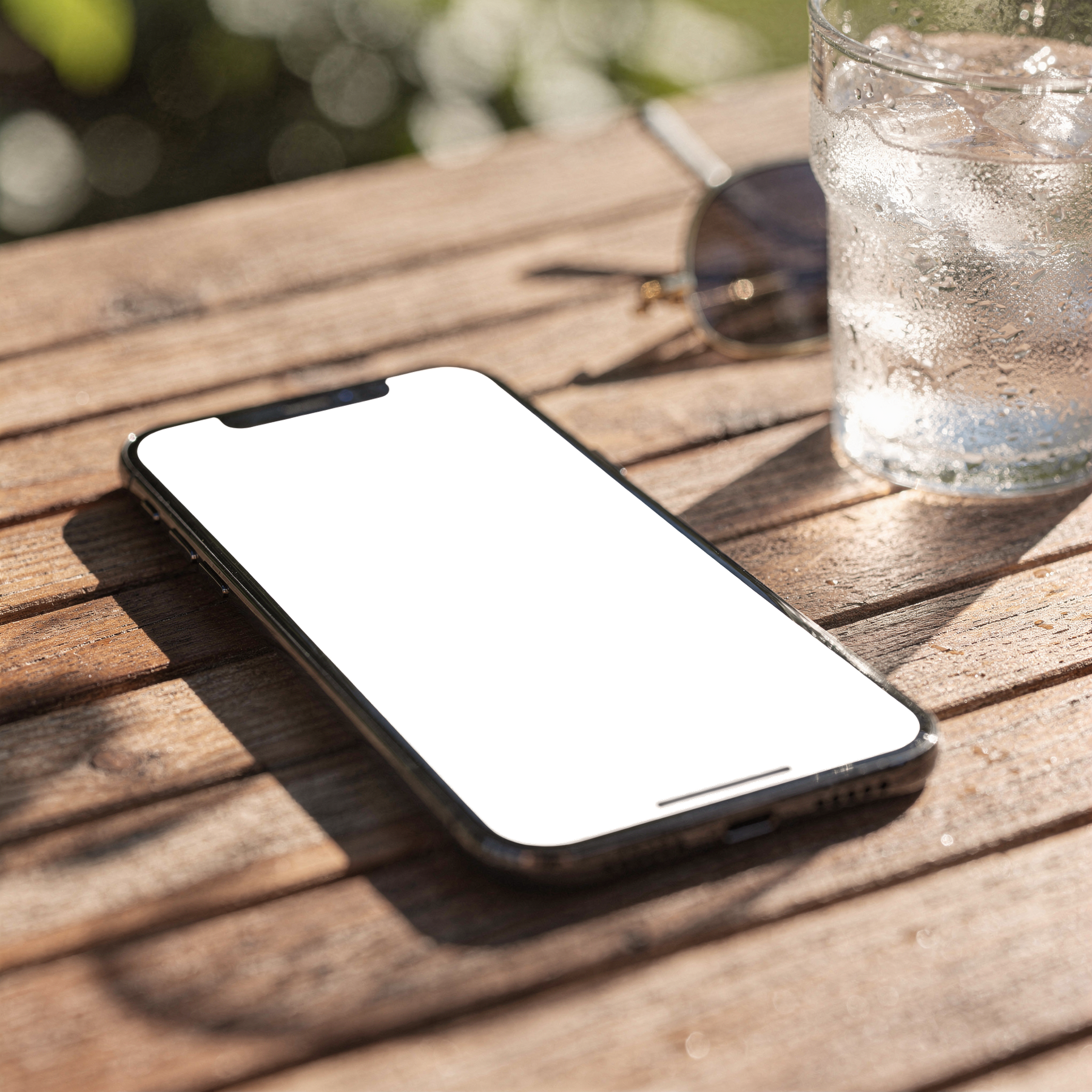 iPhone Mockup | No P Outdoor Table Drink | High-Res PNG Mockup | bulkmockup | Commercial Licence | MockupBulk