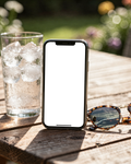 iPhone Mockup | No P Outdoor Table Drink | Screen Mockup PNG | bulkmockup Download | For UI/UX Designers | MockupBulk