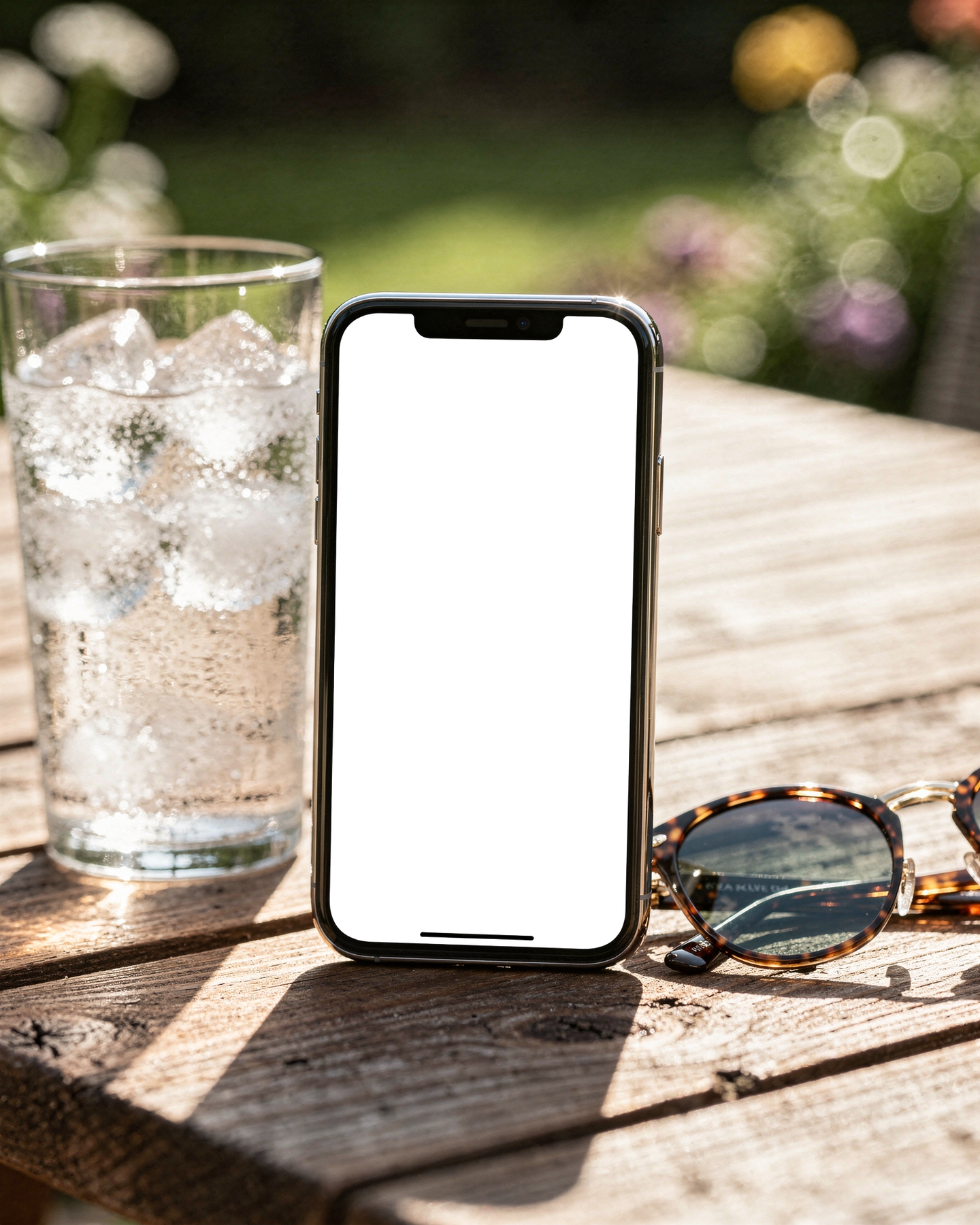 iPhone Mockup | No P Outdoor Table Drink | Screen Mockup PNG | bulkmockup Download | For UI/UX Designers | MockupBulk