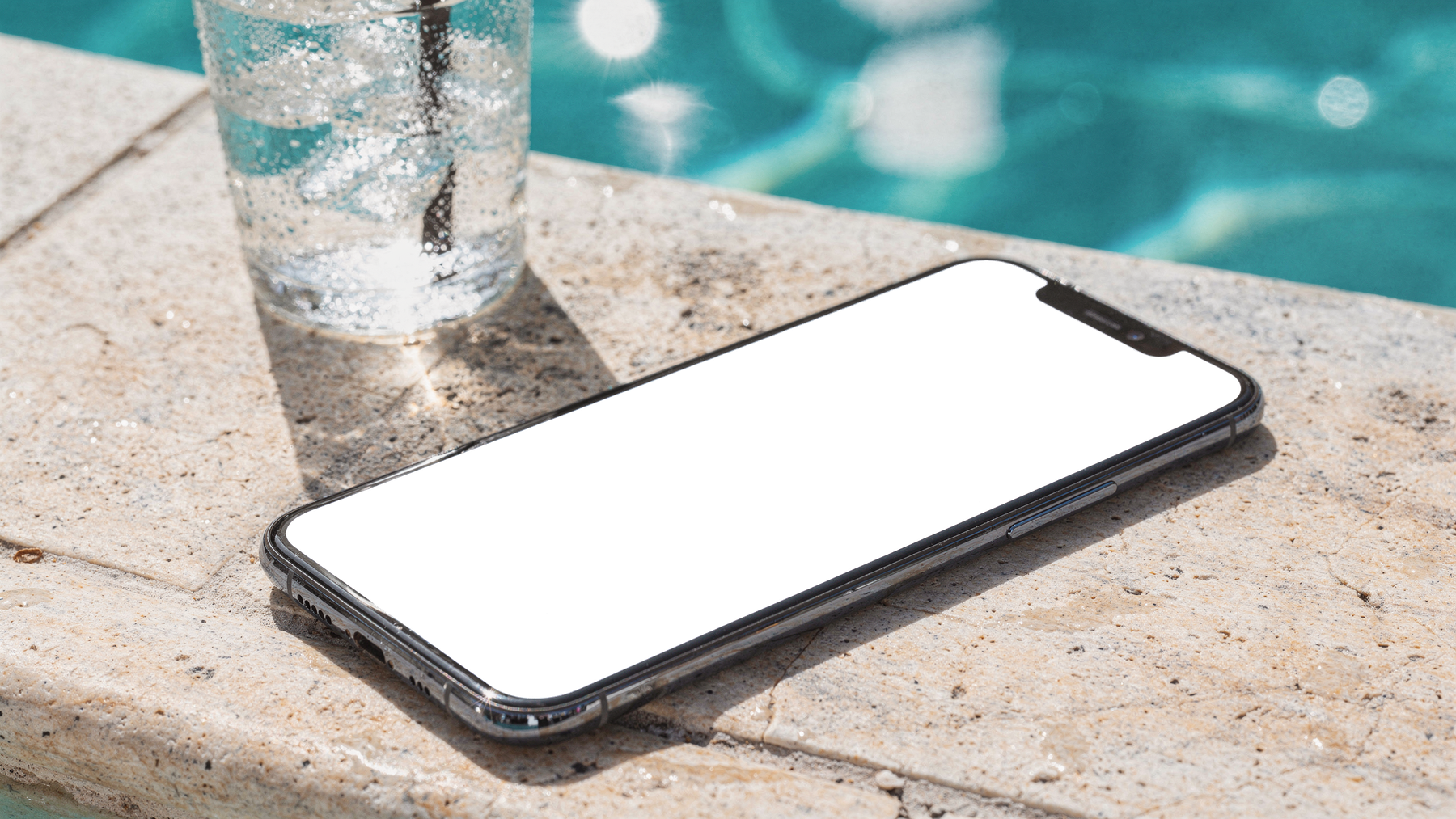 iPhone Mockup — No P Pool Edge Summer — Transparent Screen PNG Download | Commercial Licence | bulkmockup