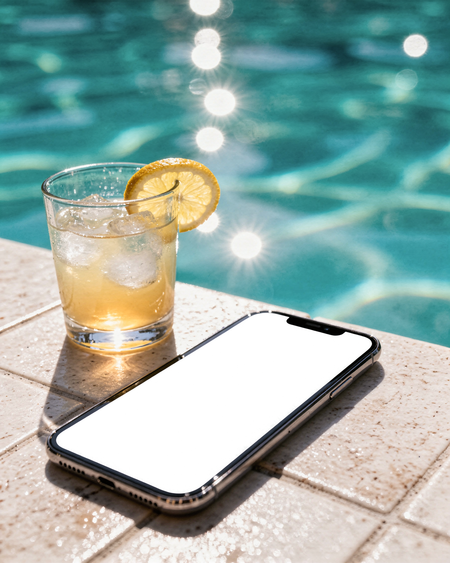 iPhone Mockup | No P Pool Edge Summer | High-Res PNG with Transparent Screen | Commercial Use | bulkmockup | MockupBulk