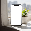 iPhone Mockup — No P Windowsill Plant — Device Screen PNG | bulkmockup Template | For Portfolio & Showcase | MockupBulk