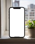 No P Windowsill Plant iPhone Mockup | High-Resolution Transparent PNG | bulkmockup | Commercial Use | MockupBulk