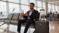 iPhone Mockup | People Airport Man Lounge | PNG Mockup Template | bulkmockup | For App & Web Designers | MockupBulk
